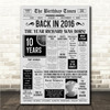 Born In 2016 Grey Newspaper Birthday Facts Any Year Any Age Personalised Print