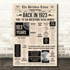 Born In 1923 Newspaper Birthday Facts Any Year Any Age Personalised Print