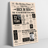 Born In 1954 Newspaper Birthday Facts Any Year Any Age Personalised Print