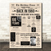 Born In 1960 Newspaper Birthday Facts Any Year Any Age Personalised Print