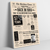 Born In 1969 Newspaper Birthday Facts Any Year Any Age Personalised Print