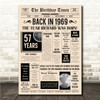 Born In 1969 Newspaper Birthday Facts Any Year Any Age Personalised Print