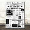 Born In 1945 White Newspaper Birthday Facts Any Year Any Age Personalised Print