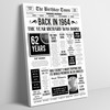 Born In 1964 White Newspaper Birthday Facts Any Year Any Age Personalised Print