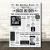 Born In 1965 White Newspaper Birthday Facts Any Year Any Age Personalised Print
