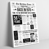 Born In 1970 White Newspaper Birthday Facts Any Year Any Age Personalised Print