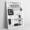 Born In 1975 White Newspaper Birthday Facts Any Year Any Age Personalised Print