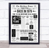 Born In 1979 White Newspaper Birthday Facts Any Year Any Age Personalised Print