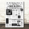 Born In 2014 White Newspaper Birthday Facts Any Year Any Age Personalised Print