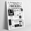 Born In 2023 White Newspaper Birthday Facts Any Year Any Age Personalised Print