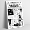 Born In 2024 White Newspaper Birthday Facts Any Year Any Age Personalised Print