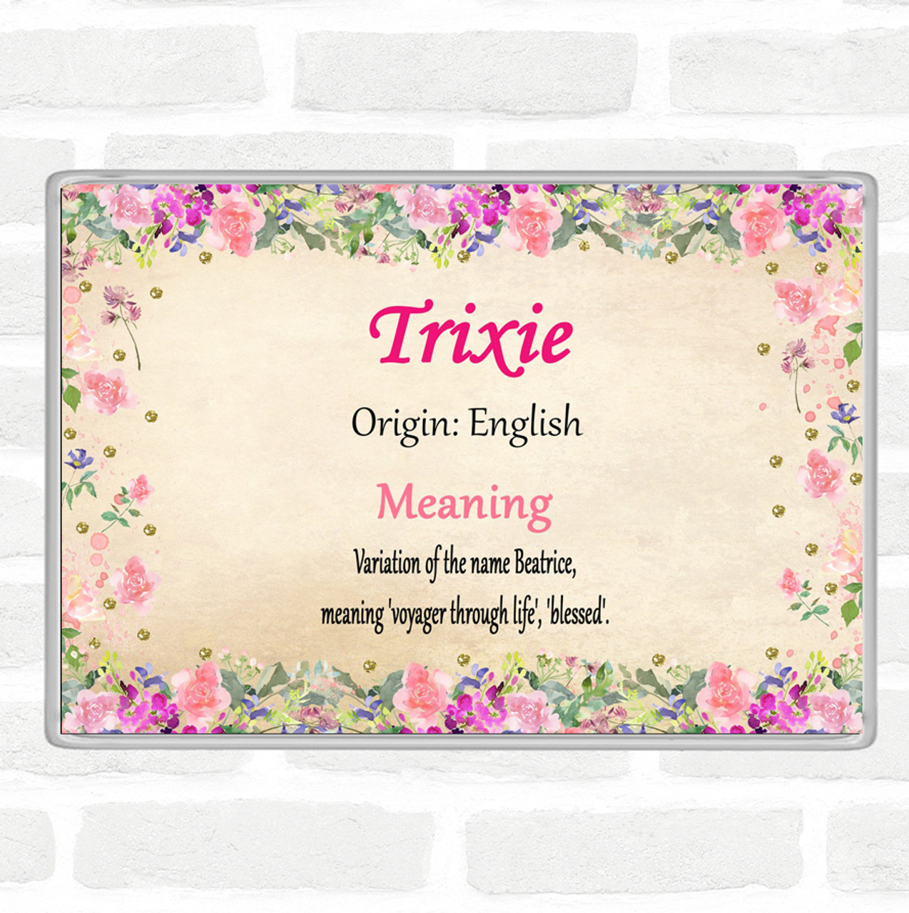 Trixie Name Meaning Magnet Floral Party Animal Print