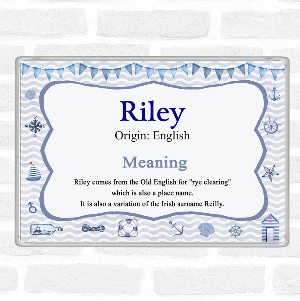 Riley Name Meaning Placemat Nautical - Party Animal Print