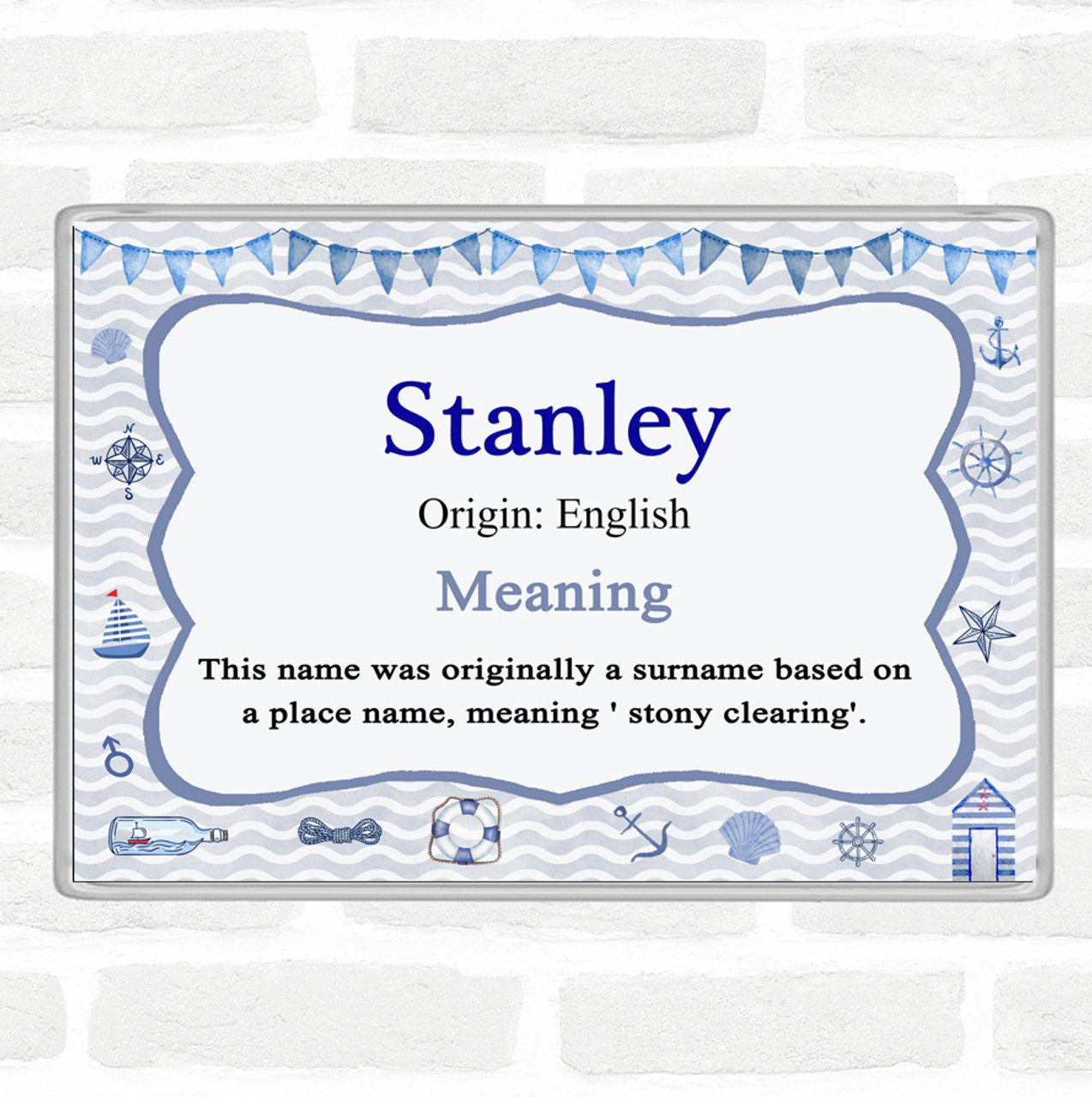 Stanley Name Meaning Coaster Nautical - Party Animal Print