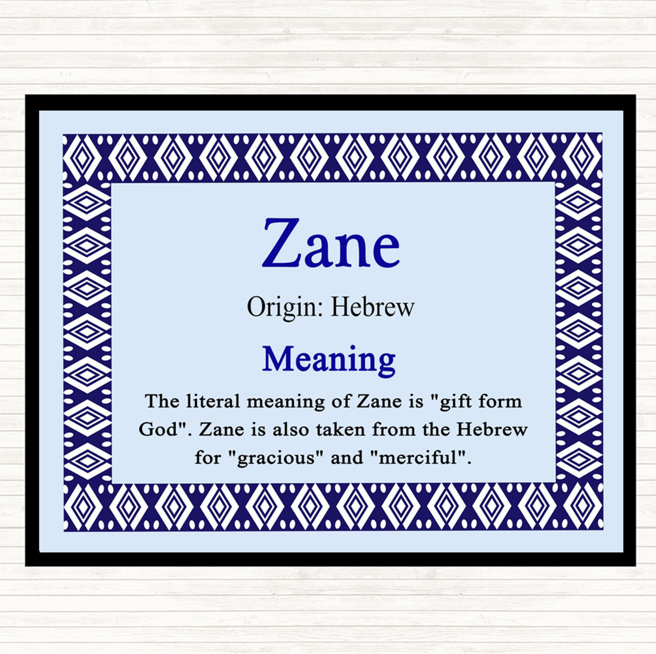 The name zane deals what does it mean