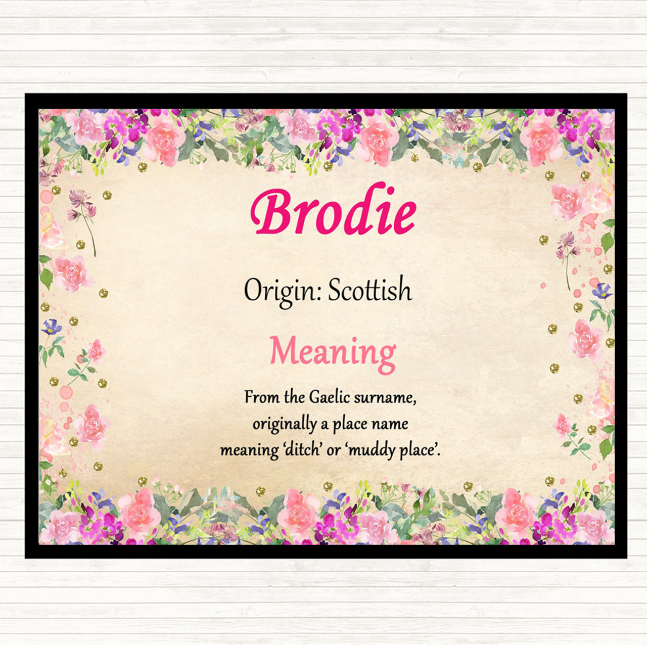 Brodie Name Meaning Mouse Mat Floral