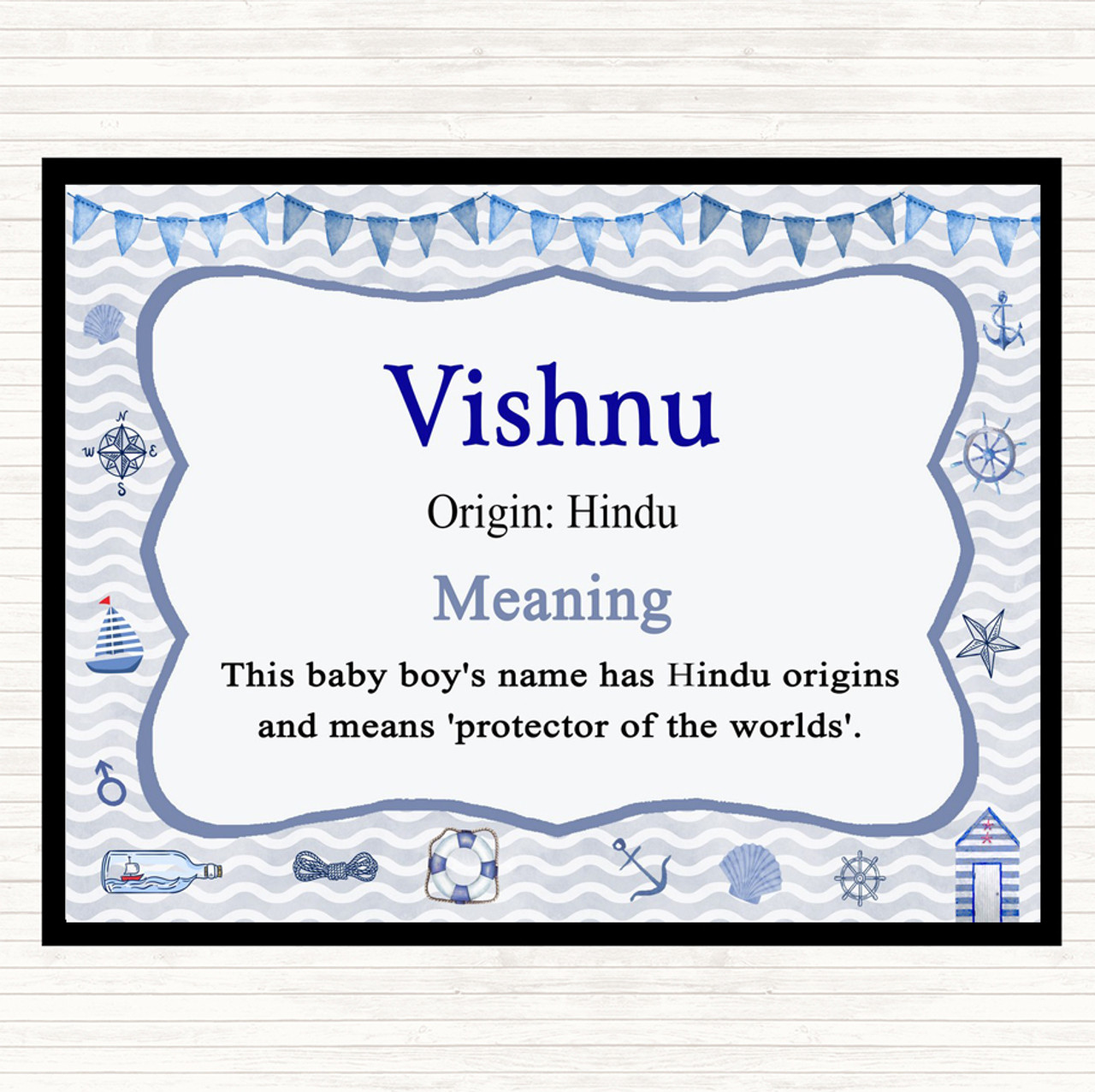 Vishnu Name Meaning Mouse Mat Nautical - Party Animal Print