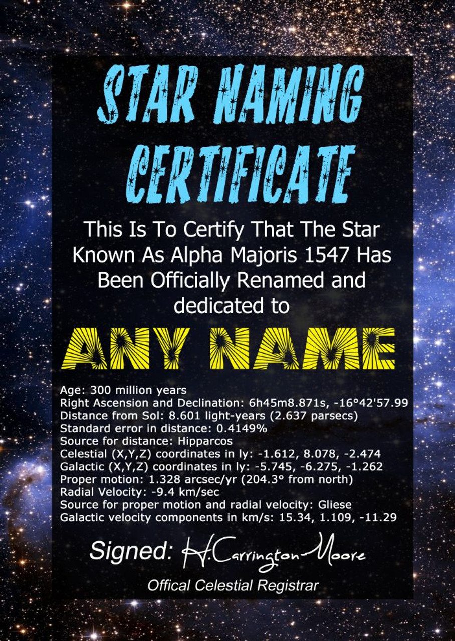 Name A Star Standard Package