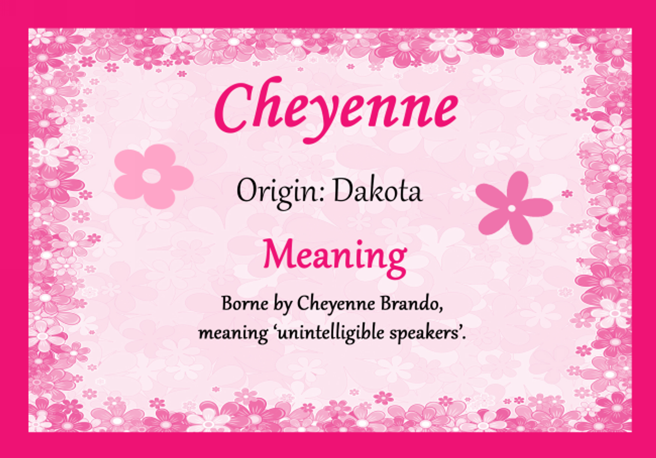 Cheyenne Personalised Name Meaning Certificate - Party Animal Print