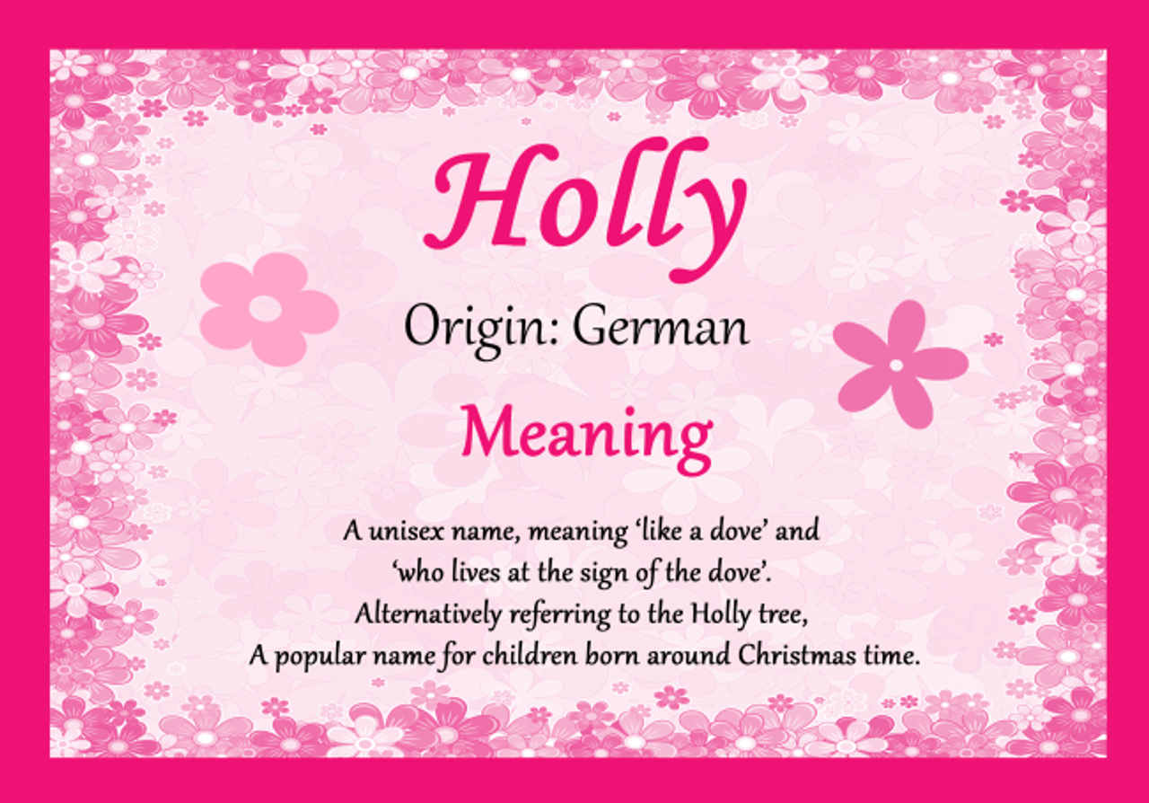 Holly Personalised Name Meaning Certificate - Party Animal Print