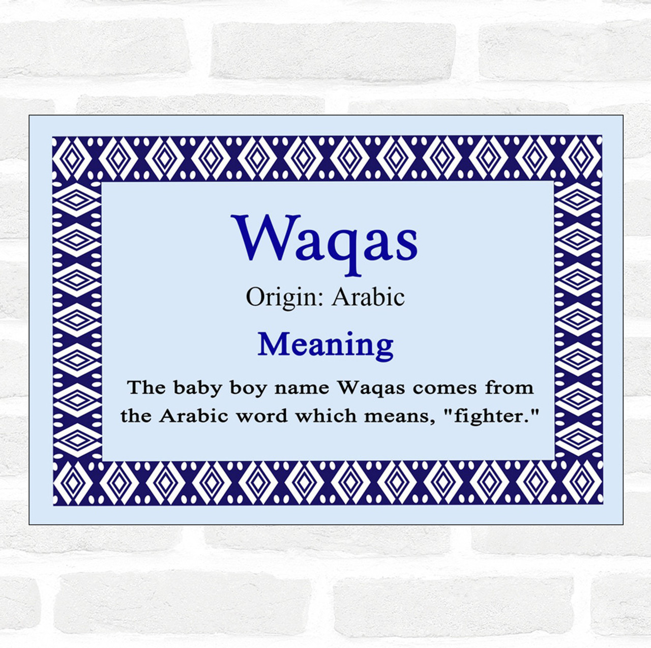 Waqas Name Meaning Blue Certificate - Party Animal Print