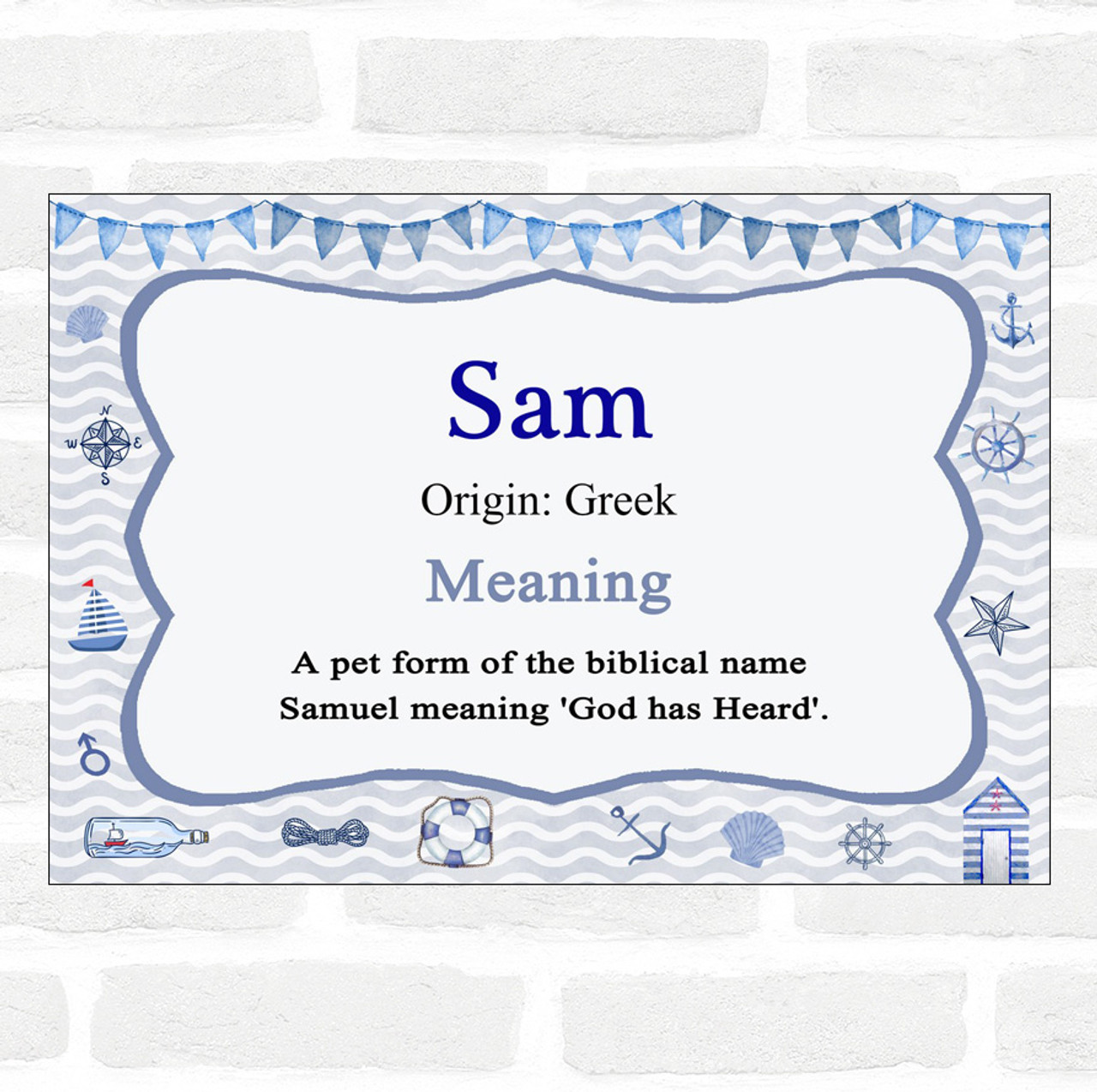 Sam Name Meaning Nautical Certificate - Party Animal Print