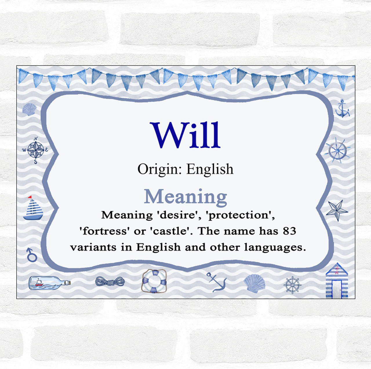 Will Name Meaning Nautical Certificate - Party Animal Print