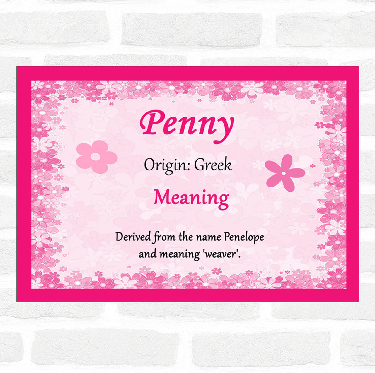 Penny Name Meaning Pink Certificate - Party Animal Print