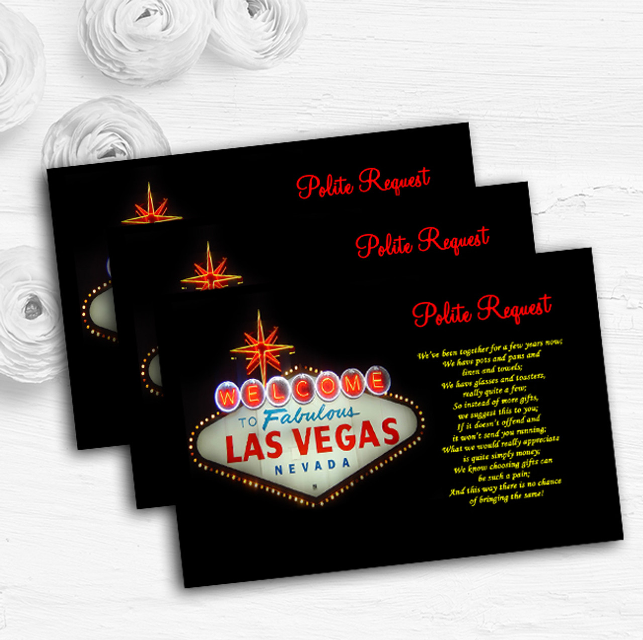 Las Vegas Sign Fabulous Personalised Wedding Gift Cash Request Money Poem  Cards - Party Animal Print