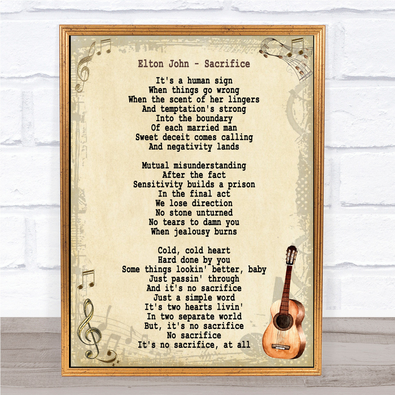 Elton John Sacrifice Song Lyric Vintage Quote Print - Party Animal Print