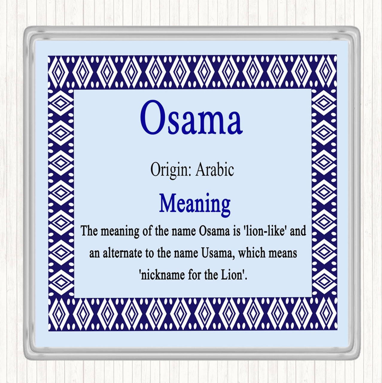 Osama Name Meaning Coaster Blue Party Animal Print