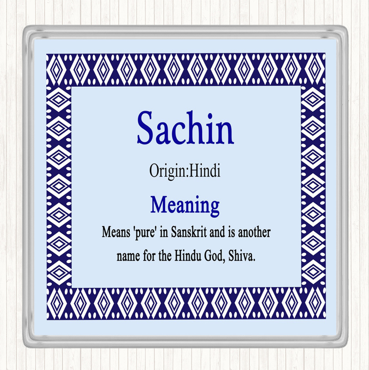 Sachin Name Meaning Coaster Blue Party Animal Print