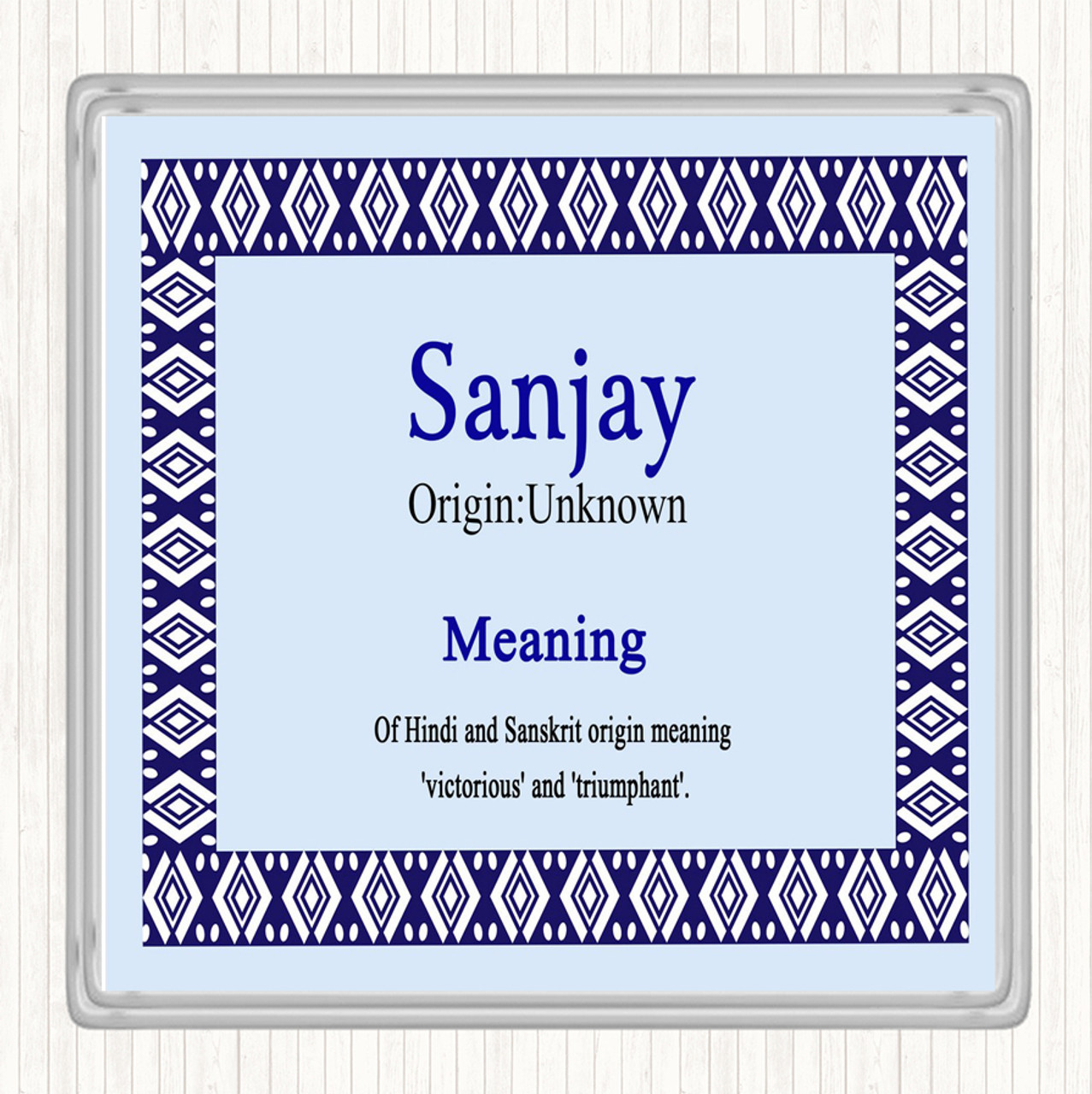 Sanjay Name Meaning Coaster Blue Party Animal Print