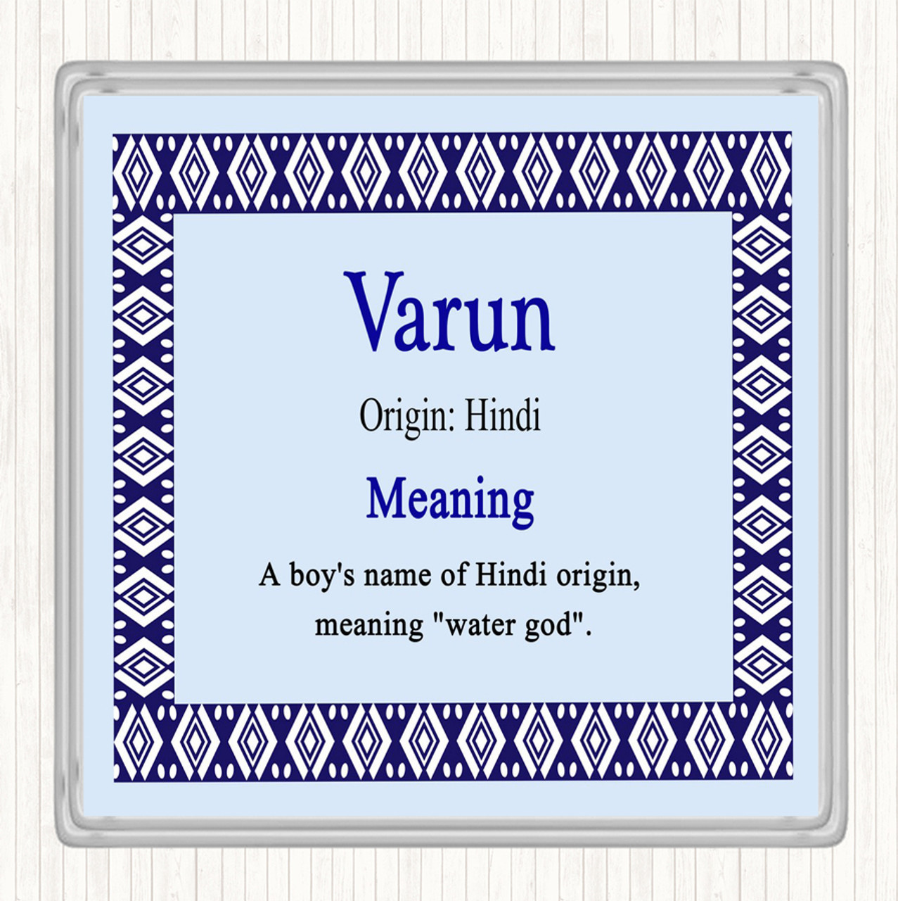 Varun Name Meaning Coaster Blue Party Animal Print