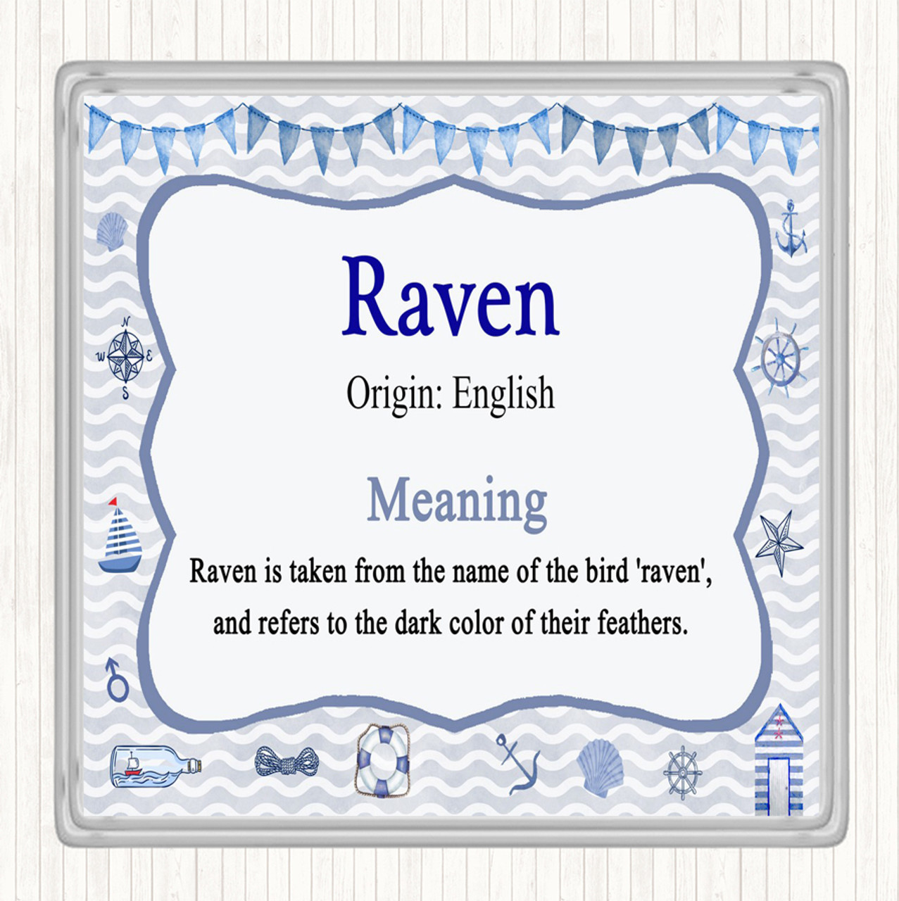 Raven Name Meaning Coaster Nautical - Party Animal Print