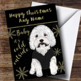 Cold Outside Snow Dog Maltese Terrier Customised Christmas Card