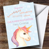 Granddaughter Pretty Unicorn Customised Christmas Card