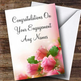 Beautiful Soft Pink Pastel Roses Customised Romantic Engagement Card