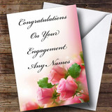 Cute Pink Roses Romantic Customised Engagement Card