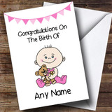 New Baby Arrival Baby Girl Customised New Baby Card