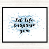 Blue White Life Surprise You Inspirational Quote Mouse Mat