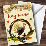 Autumn Watercolour Fall Turkey Customised Thanksgiving Card