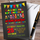 Chalk Bunting Superhero Children's Birthday Party Invitations