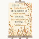 Autumn Leaves In Loving Memory Customised Wedding Sign