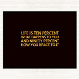 Black Gold Life Is Ten Percent What Happens And Ninety Percent How You React Quote Mouse Mat