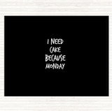 Black White I Need Cake Quote Mouse Mat