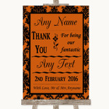 Burnt Orange Damask Thank You Bridesmaid Page Boy Best Man Wedding Sign