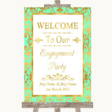 Mint Green & Gold Welcome To Our Engagement Party Customised Wedding Sign