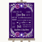 Purple & Silver When I Tell You I Love You Customised Wedding Sign