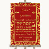 Red & Gold Pick A Prop Photobooth Customised Wedding Sign